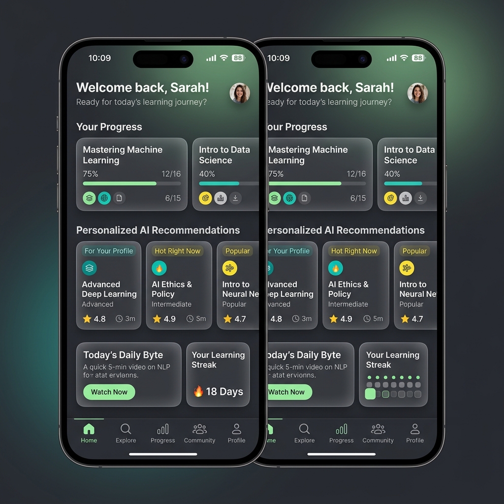 AI-based learning app UI design